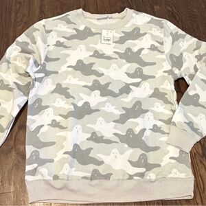 Mighty Fine Ghost Camo Crewneck Sweater - Gray & White